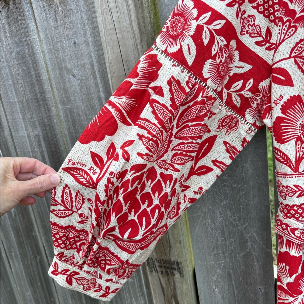 🍍HOST PICK🍍Farm Rio Red and Ivory Pineapple Print Jumpsuit - Picture 7 of 13